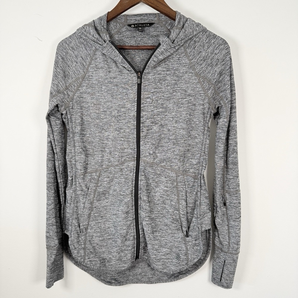 Athleta Long Sleeve‎ Women's Jacket Full Zip Stretch Gray Heather Size XS